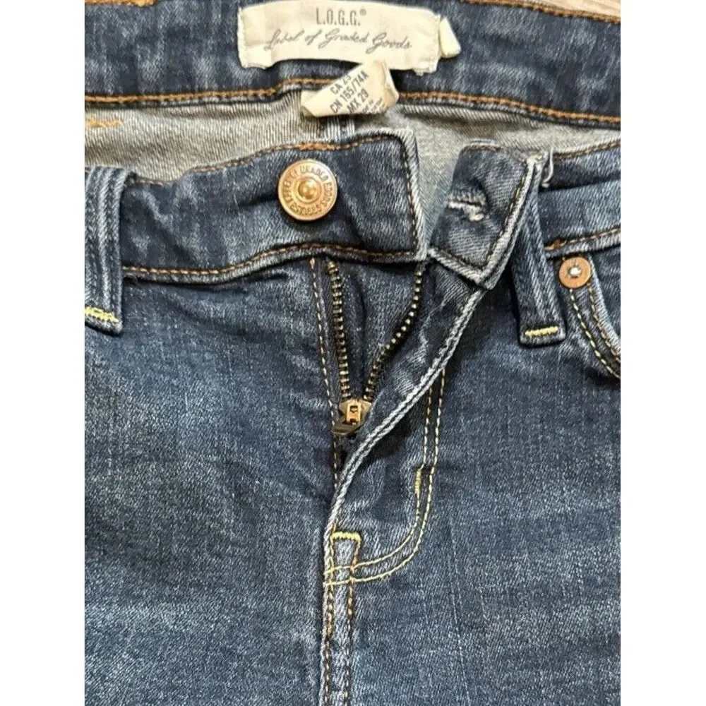 H&M L.O.G.G. Denim Shorts Women's 29‎ Mid Rise Regular Wash Stretch Blue Jean